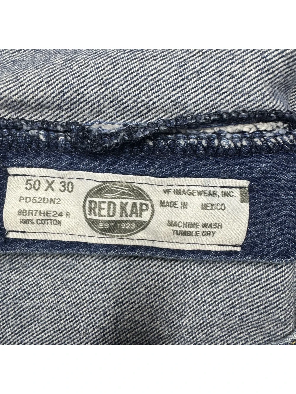 Red Kap Mens PD52DN2 Cotton Denim Work Jeans 50x30 Blue Classic Fit